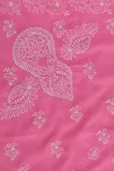 Pink Embroidered Georgette Saree With Blouse