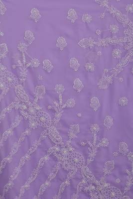 Mauve Hand Embroidered Georgette Lucknowi Chikankari Women Saree With Blouse 3