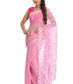 Pink Embroidered Georgette Saree With Blouse