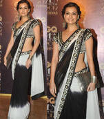 Diya mirza wearing anita dongre's black and white saree 