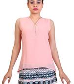Peach  georgette fabric tops