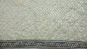 off white Embroidered net saree with blouse 3