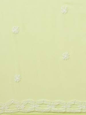 Green Hand Embroidered Georgette Lucknowi Chikankari Women Saree With Blouse 3