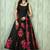 Black embroidered georgette semi stitched indian anarkali dress