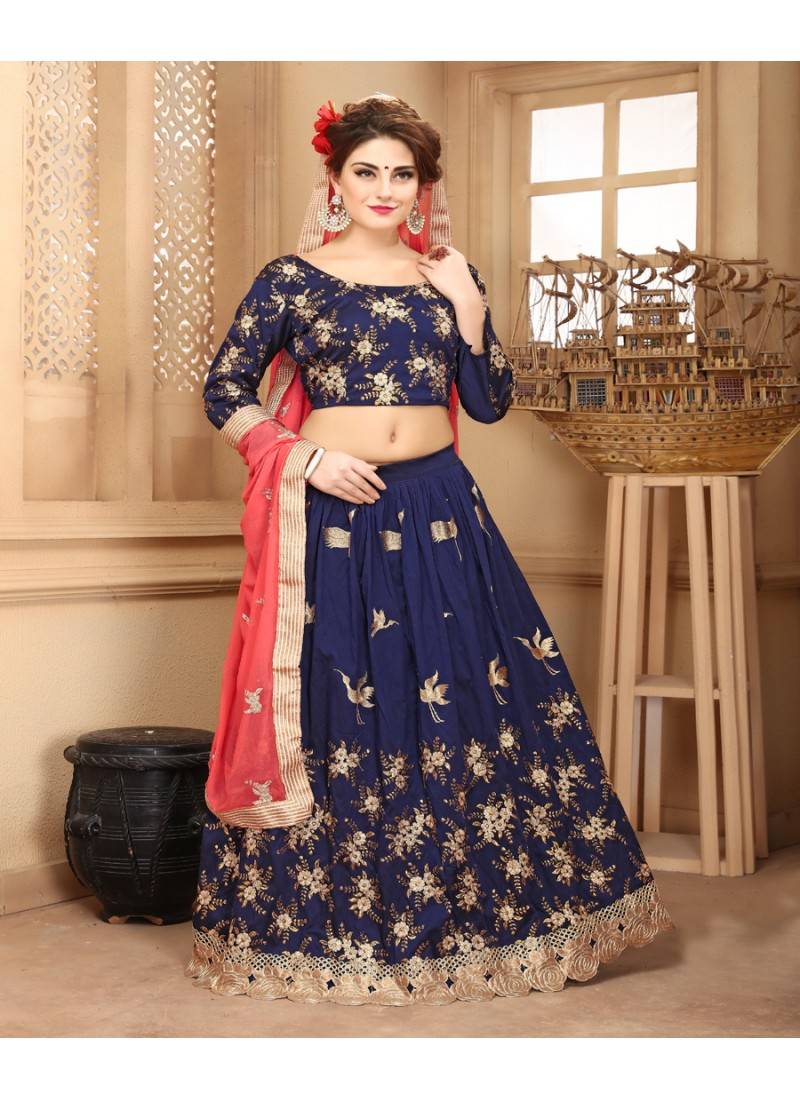 Lahenga Choli By Voovilla Blue Pink Voovilla 1703829