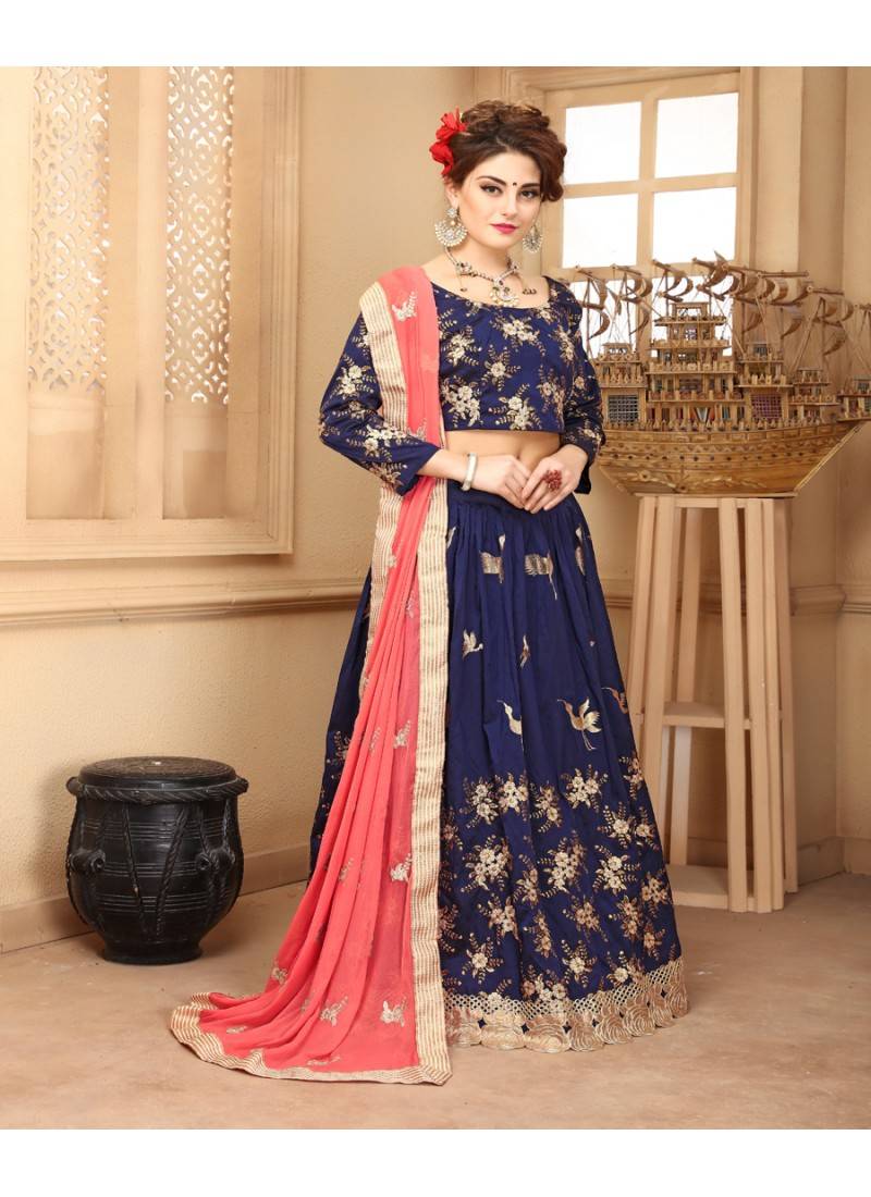 Lahenga Choli By Voovilla Blue Pink Voovilla 1703829
