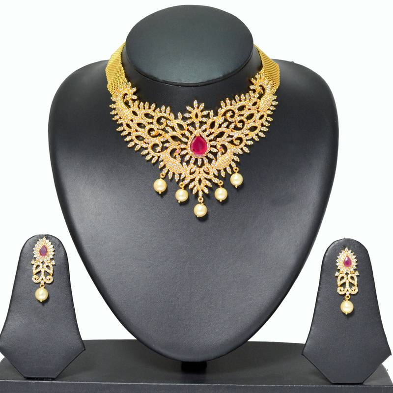 ruby choker necklace set SRI FINE JEWELLERY 1705870