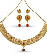 Classy Design Wedding Wear Gold Finishing Necklace Set