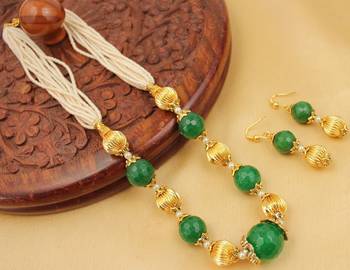 Beautiful Pearl Green Designer Necklace Set 1