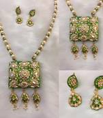 Beautiful traditional green meenakari necklace with earrings