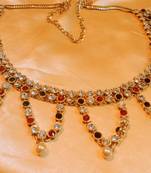 elegant red green gold plated waistbelt