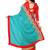 Blue embroidered chiffon saree with blouse