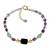Black Agate Fluorite And Green Aventurine 7 Inches Beads Bracelet For Women