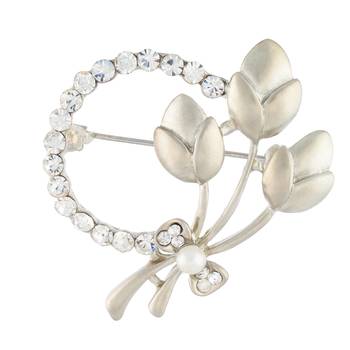 Silver Colour Round Shape Brooch for Men and Women 1