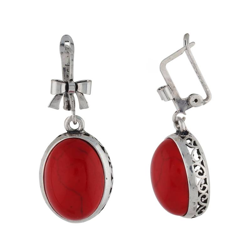 Oxide Silver and Red colour Necklace Set for Girls and Women