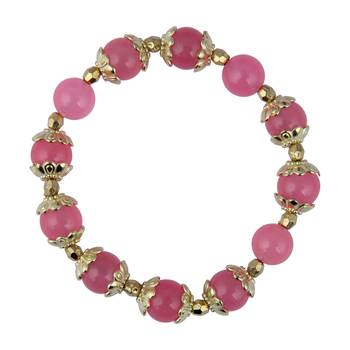 Pink Quartz Beads Stretchable Bracelet 1