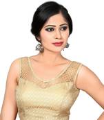Gold Printed Net And Silk V Neck Blouse Readymade-Blouse