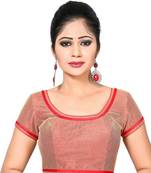 Red Printed Net And Silk Round Neck Blouse Readymade-Blouse