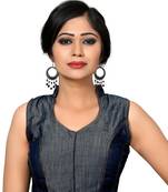 Blue Plain Denim Collar Blouse Readymade-Blouse