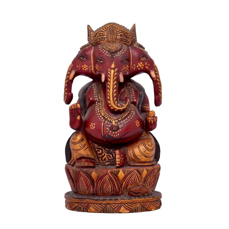 Handmade Meena Work Three Heads God Of Good Luck Ganesh Statue Idol