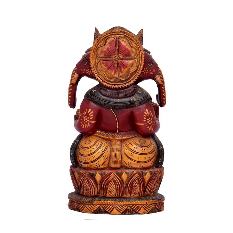 Handmade Meena Work Three Heads God Of Good Luck Ganesh Statue Idol