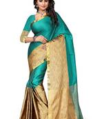 Rama printed silk saree with blouse