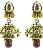 Tinkling Bell: Jhumki Earrings Inspired by Bell, Green, Red Stones 