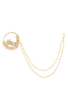 Pure Collection Ethnic Kundan Double Pearl String Bridal Nath For Women 1