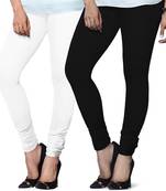 White n Black Churidar Komal Cotton Leggings