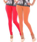 Peach and Pink Churidar Komal Cotton Leggings