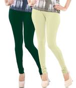 Cream n Green Churidar Komal Cotton Leggings