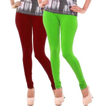 Dark Red n Green Churidar Komal Cotton Leggings 1