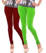 Dark Red n Green Churidar Komal Cotton Leggings