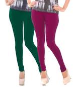 Purple n Green Churidar Komal Cotton Leggings