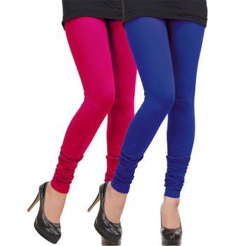Pink n Royal-Blue Churidar Komal Cotton Leggings 1
