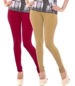 Beige n Magenta Churidar Komal Cotton Leggings