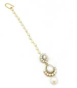 Small Size Maang Tikka With Crystal & Pearl