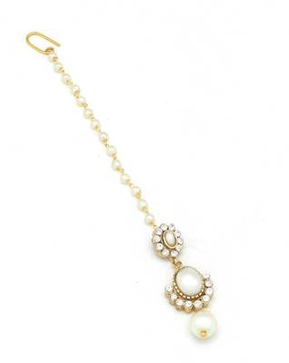 Small Size Maang Tikka With Crystal & Pearl 2