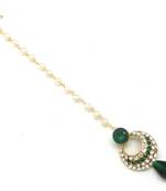 Small Size Chandbali Shape Maang Tikka Decorated With Crystals