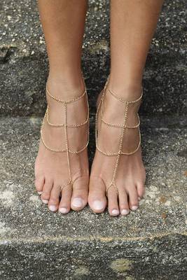 Multi layer Golden Chain Anklets 1