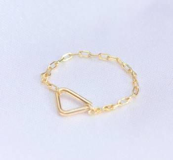 Triangular Golden Chain Ring 3