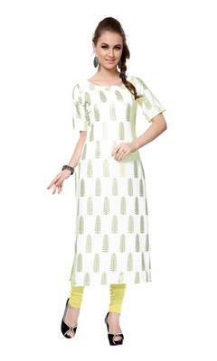 white printed crepe stitched kurti 1