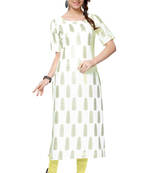 white printed crepe stitched kurti