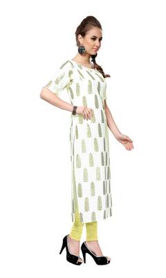 white printed crepe stitched kurti 2