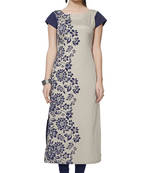 grey printed crepe stitched kurti