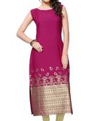 pink printed crepe stitched kurti