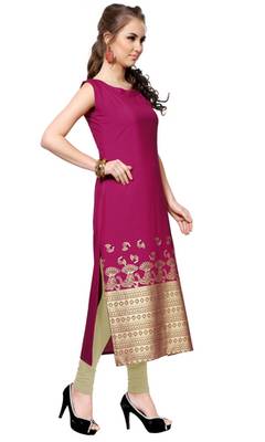 pink printed crepe stitched kurti 2