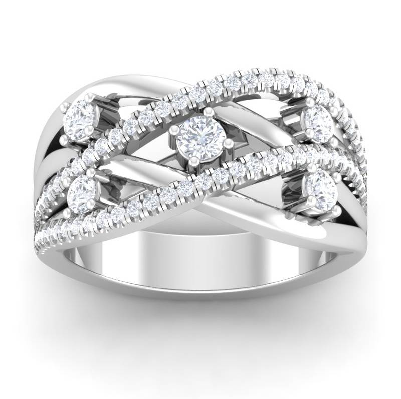 Cubic Zirconia Affordable Sterling Silver Vintage White Stone Studded Silver Ring