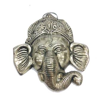 Oxidized metal hanging ganesha face 2