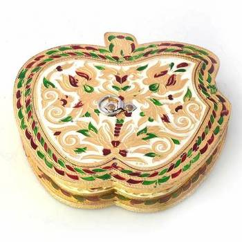 Stylish apple design golden meenakari dryfruit box 1